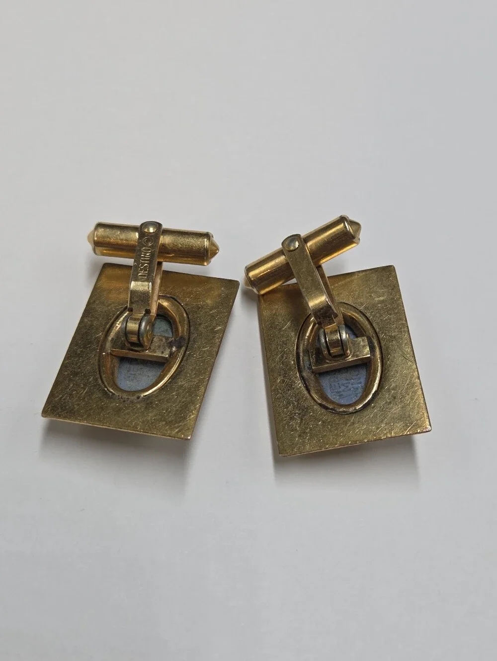 Vintage Wedgwood Blue & White Jasperware 1/20 12k Gold Filled Cufflinks
